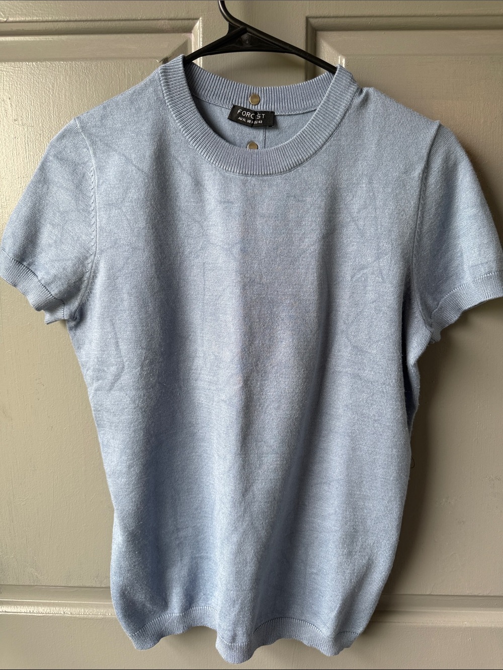 Forcast Powder Blue Short Sleeve Knit Top